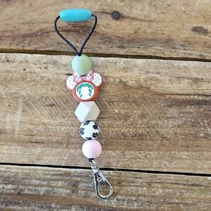 Starbucks Pastel Beaded Keychain with Clip
